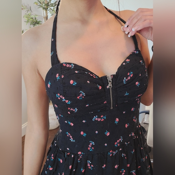 Kismet Black Foral Halter Dress - Picture 2 of 14